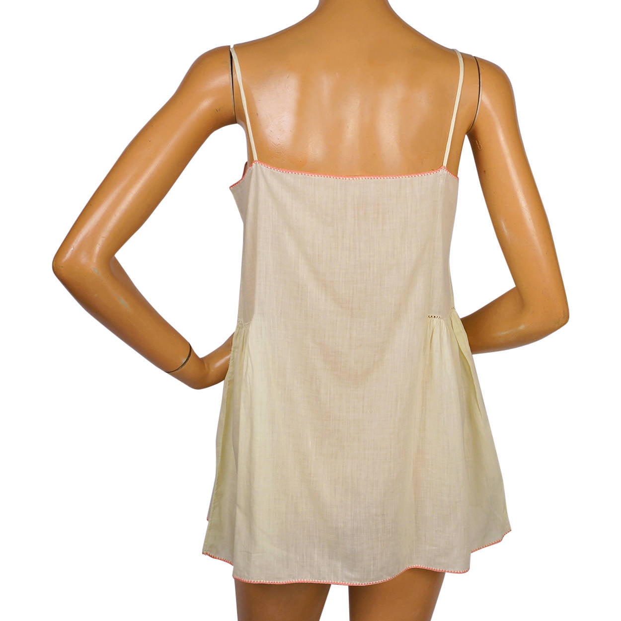 Vintage 1920s Slip Yellow Cotton Flapper Chemise Camisole Size M - Poppy's Vintage Clothing