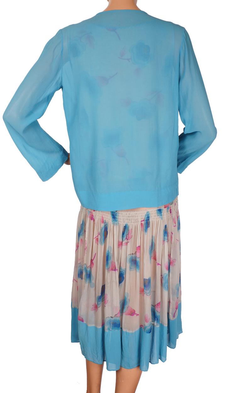 Vintage 1920s Art Deco Silk Chiffon Dress - Floral Print -  Size S - Poppy's Vintage Clothing