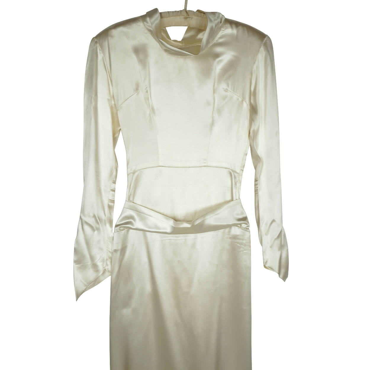 Vintage Satin Wedding Gown 1930s 40s Size XS Dress - Poppy's Vintage Clothing