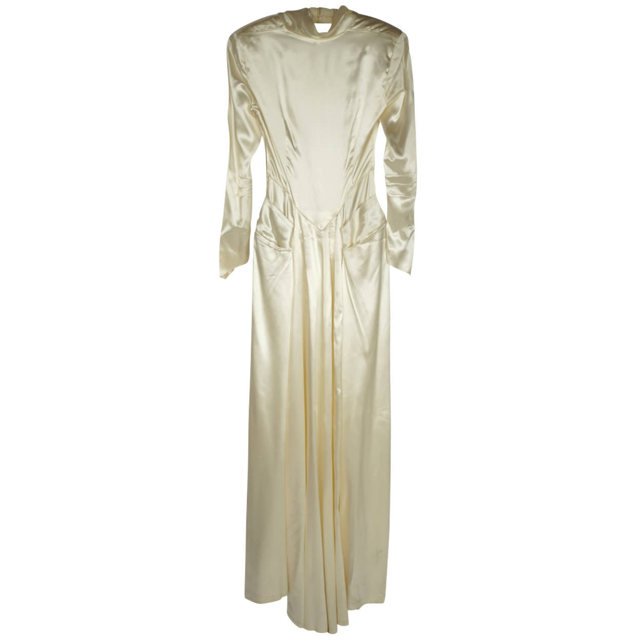 Vintage Satin Wedding Gown 1930s 40s Size XS Dress - Poppy's Vintage Clothing