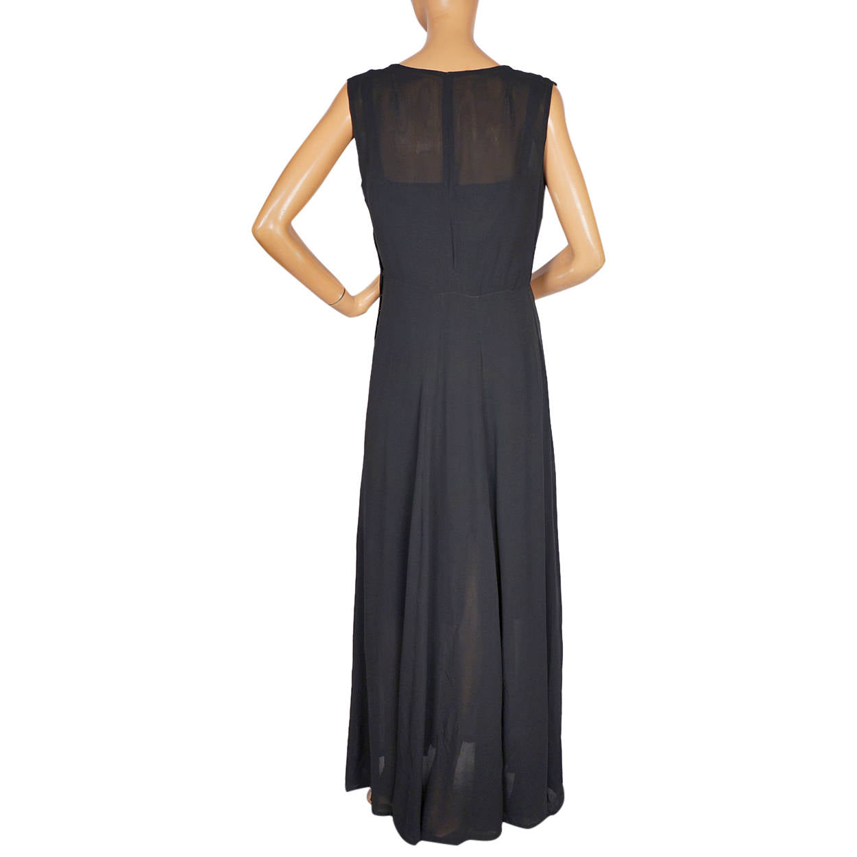 Vintage 1930s Evening Gown Black Chiffon Long Dress Size Large - Poppy's Vintage Clothing