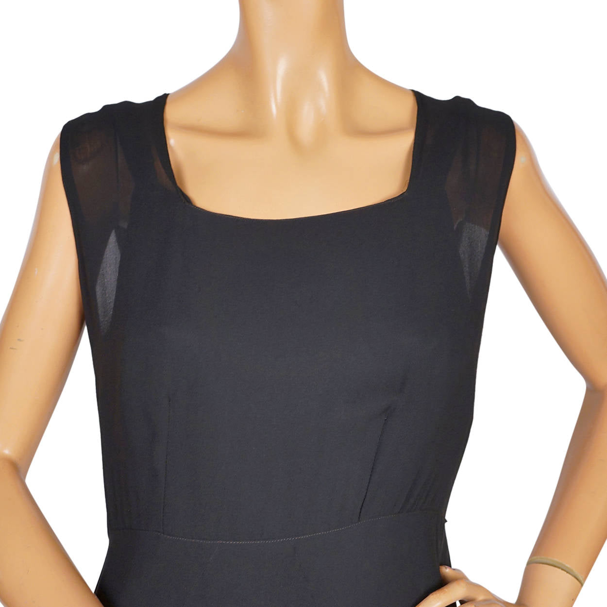 Vintage 1930s Evening Gown Black Chiffon Long Dress Size Large - Poppy's Vintage Clothing