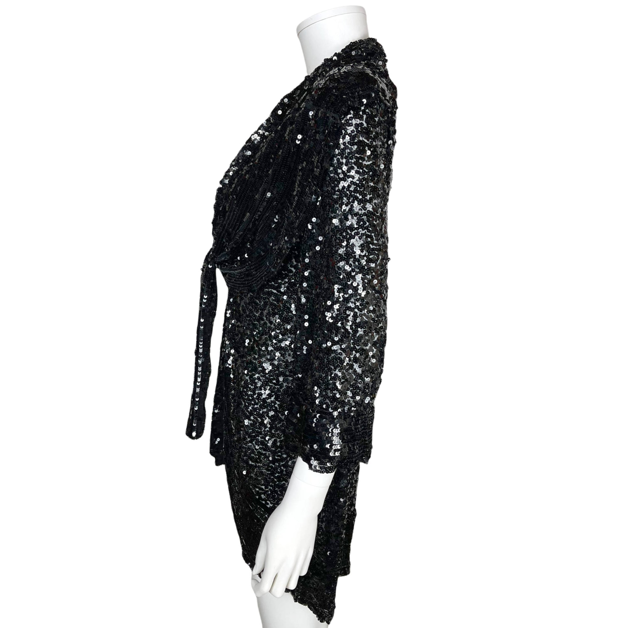 Vintage 1930s Sequinned Jacket Black Sequins on Netting