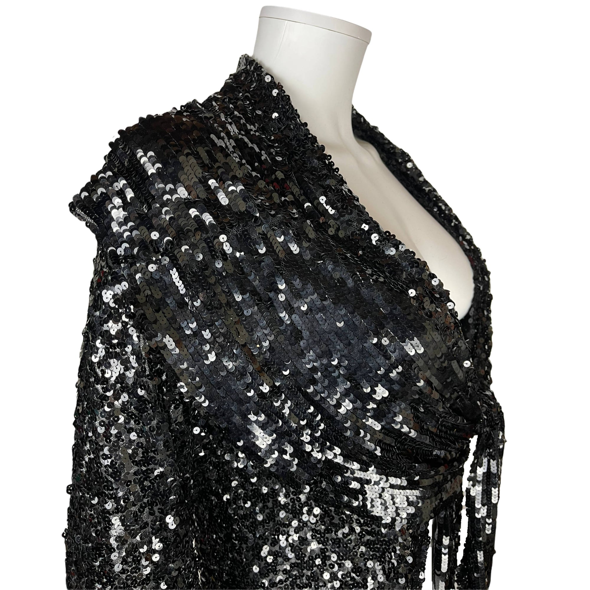 Vintage 1930s Sequinned Jacket Black Sequins on Netting