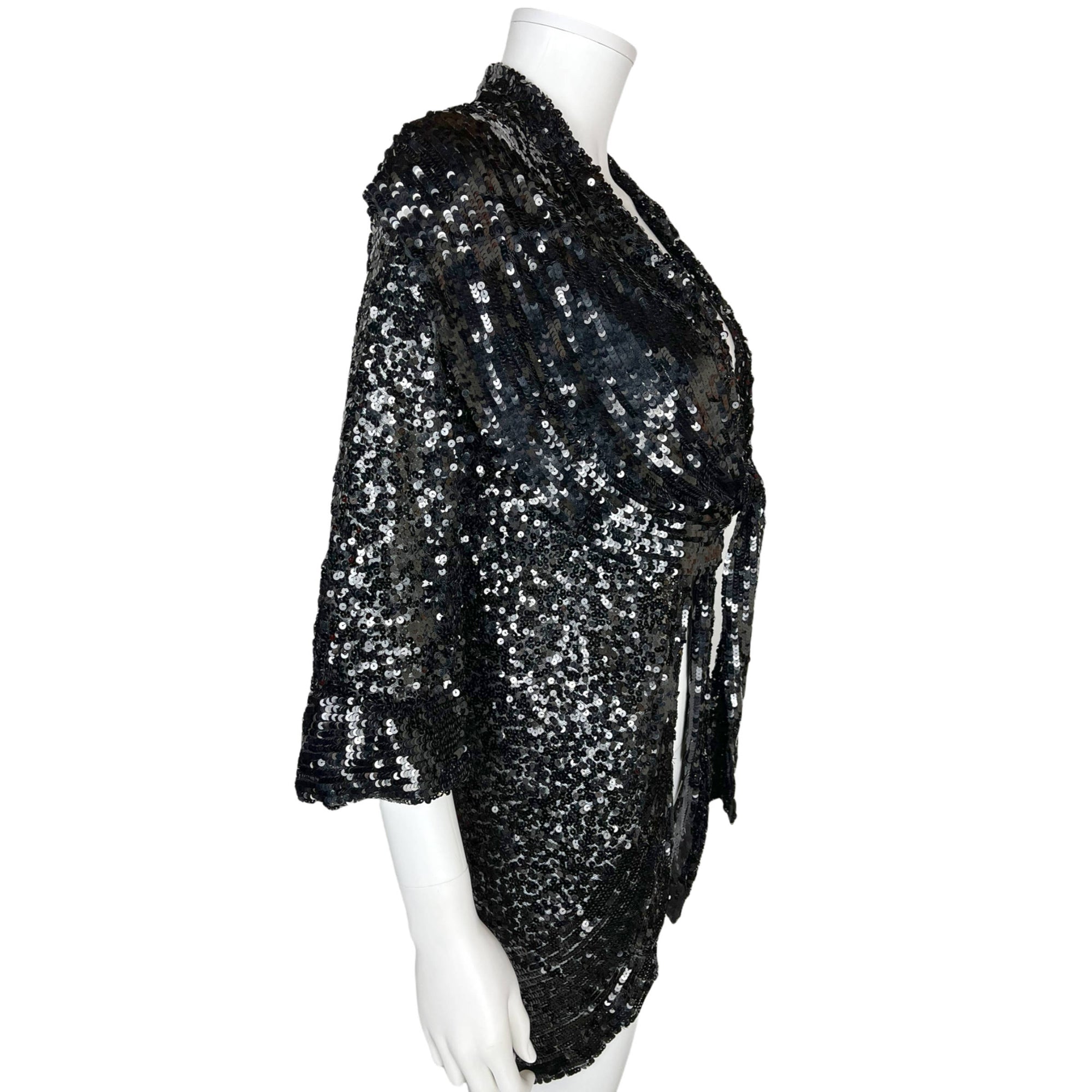 Vintage 1930s Sequinned Jacket Black Sequins on Netting