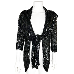 Vintage 1930s Sequinned Jacket Black Sequins on Netting