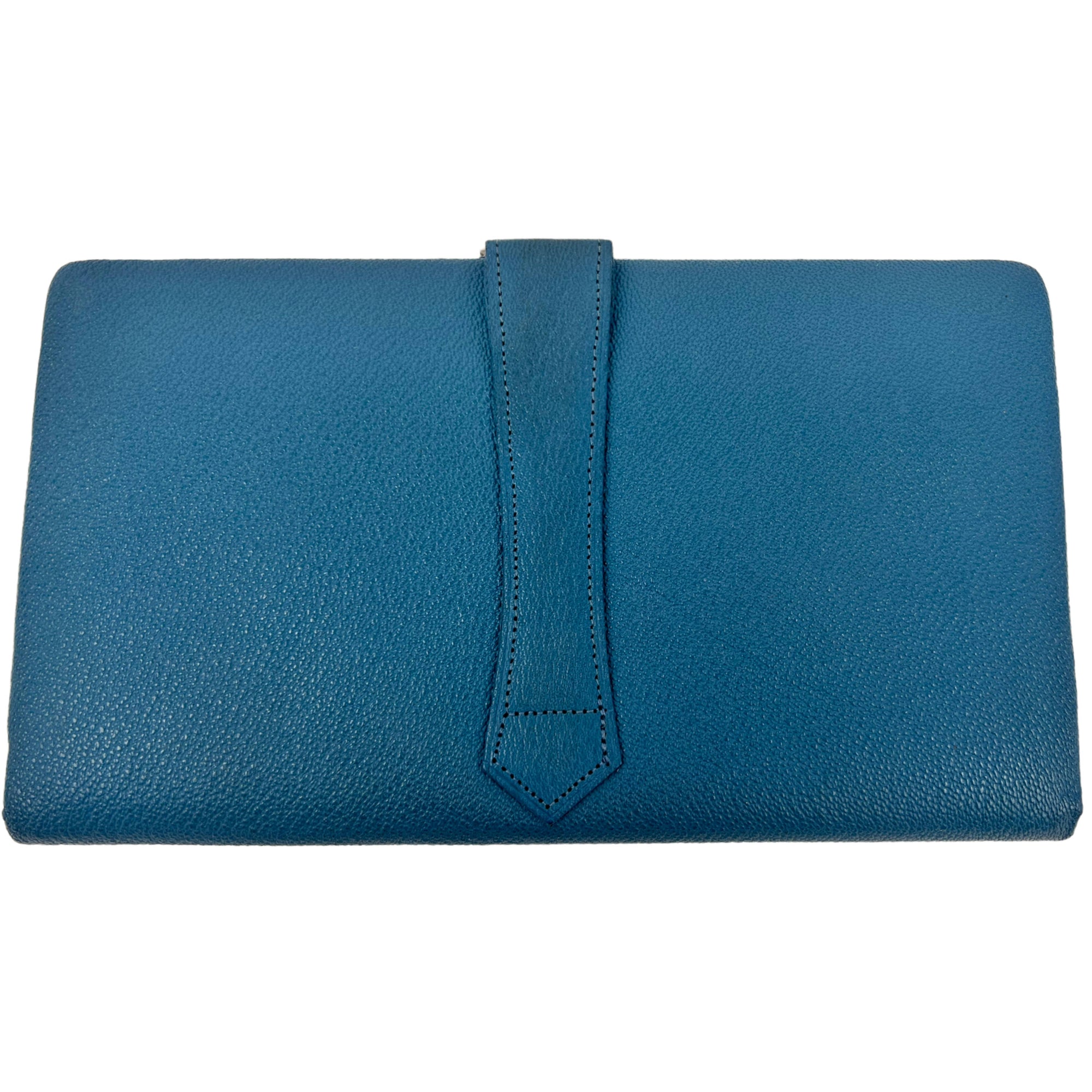 Art Deco Clutch Purse 1930s Blue Pebbled Leather Excellent