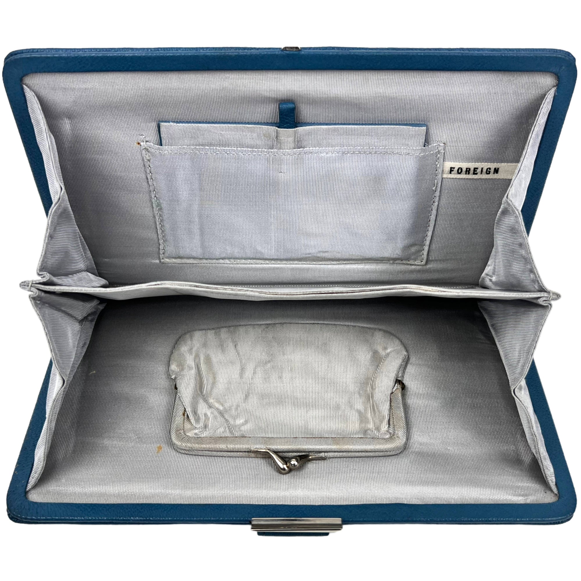 Art Deco Clutch Purse 1930s Blue Pebbled Leather Excellent