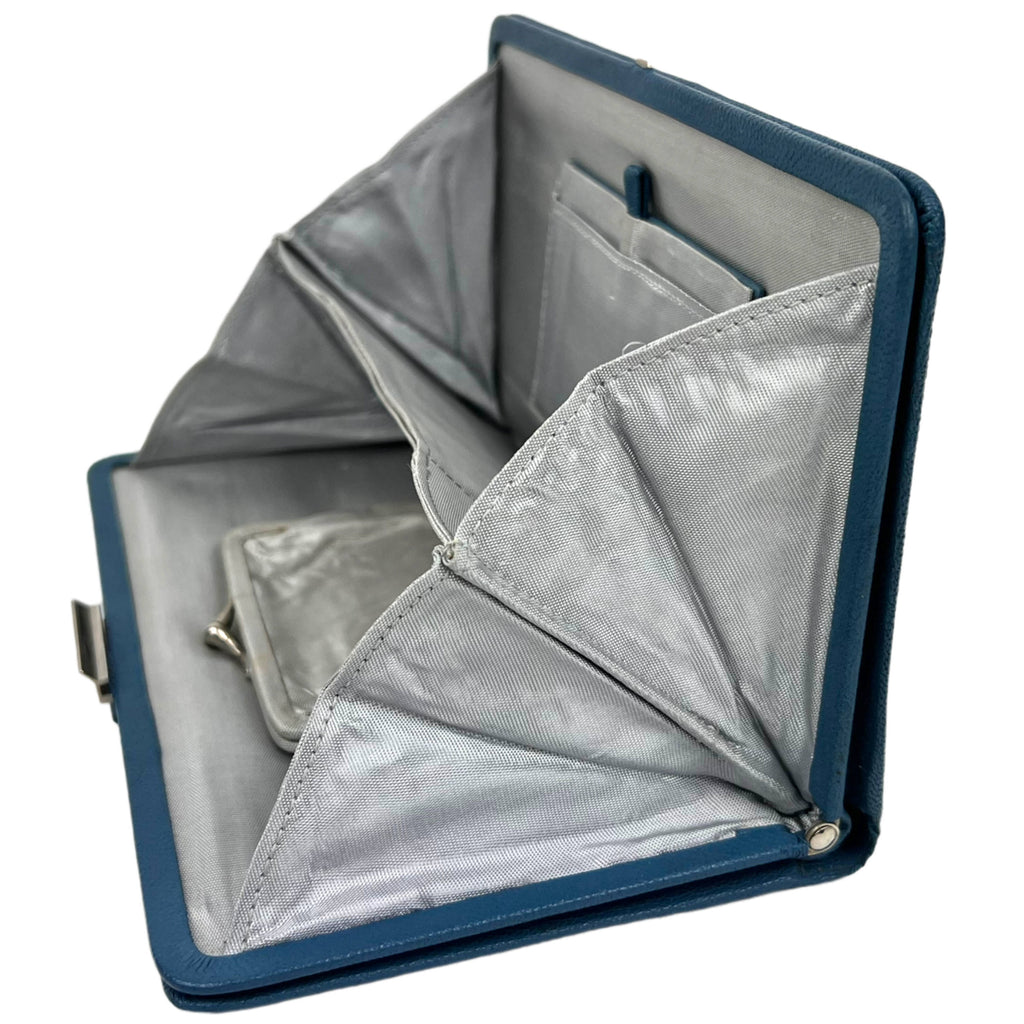 Art Deco Clutch Purse 1930s Blue Pebbled Leather Excellent