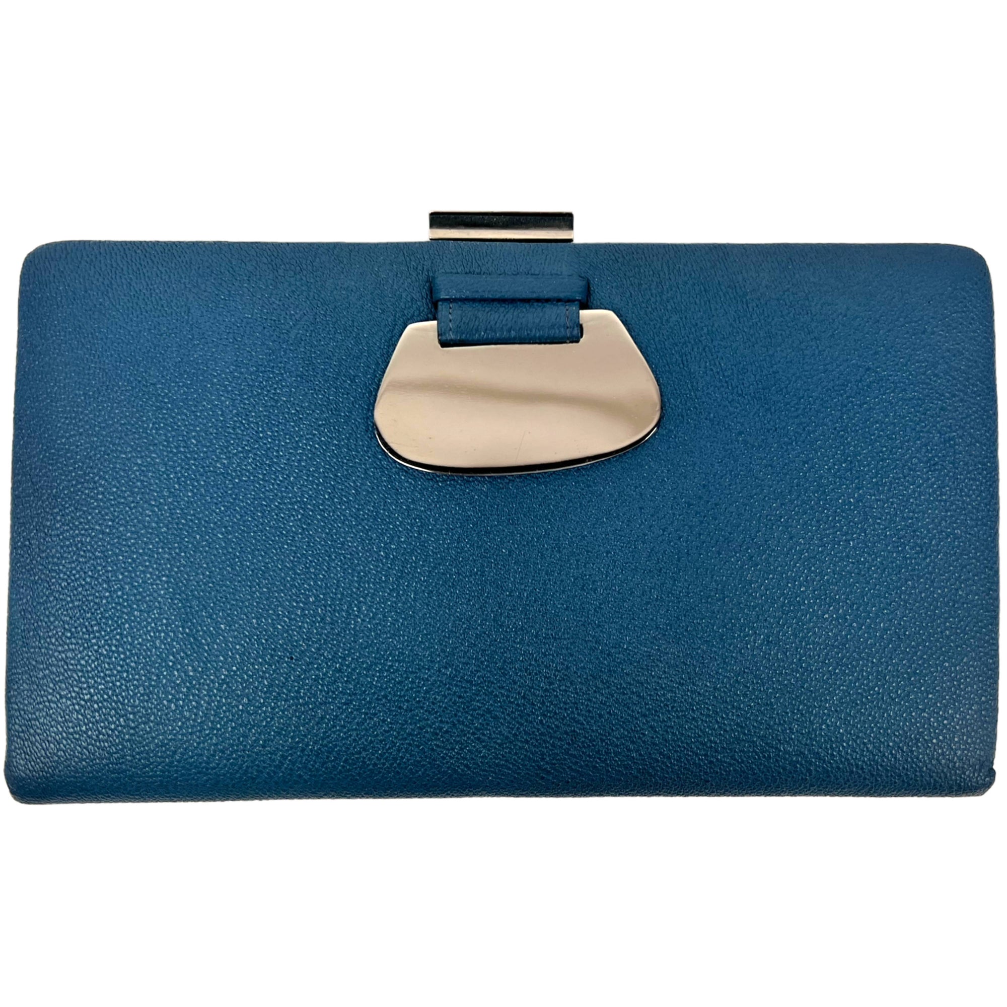 Art Deco Clutch Purse 1930s Blue Pebbled Leather Excellent