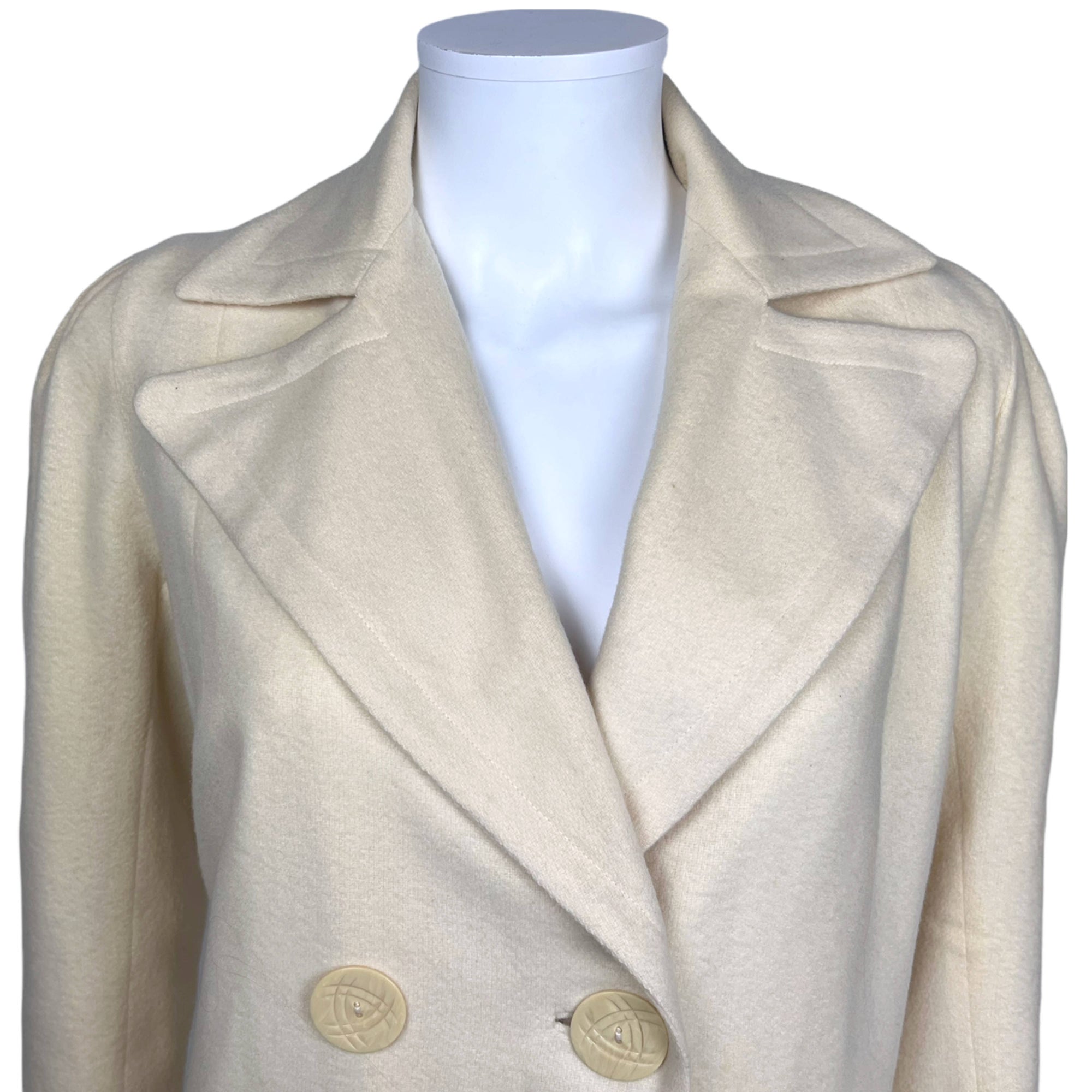 Vintage 1930s Coat Cream White Wool Ladies Size Small