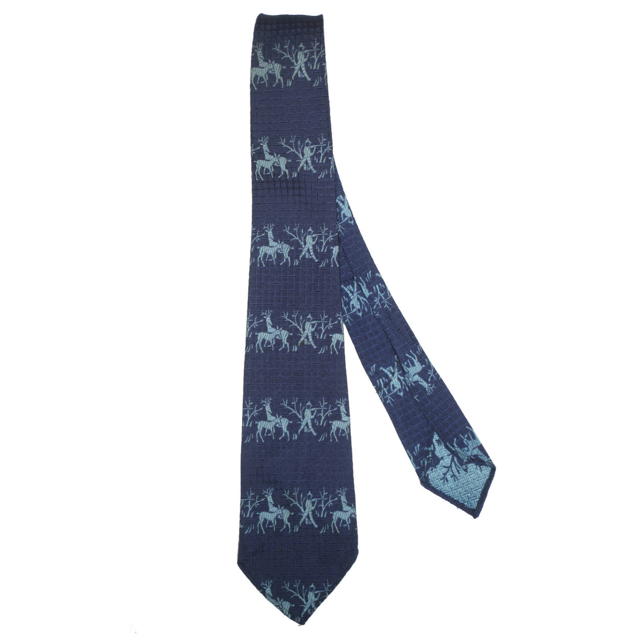 Vintage Tie 1930s Woven Silk Necktie by Swank Deer Hunting Pattern - Poppy's Vintage Clothing