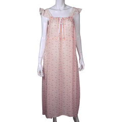 Vintage Nightie 1940s Silky Floral Printed Nightgown w Lace Trim Size M L - Poppy's Vintage Clothing