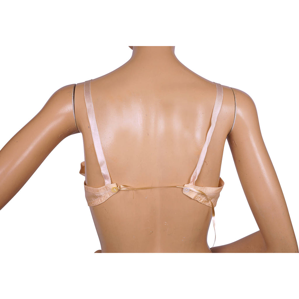Vintage 1930s Bra Pink Satin Brassiere by Gazella Small - Poppy's Vintage Clothing