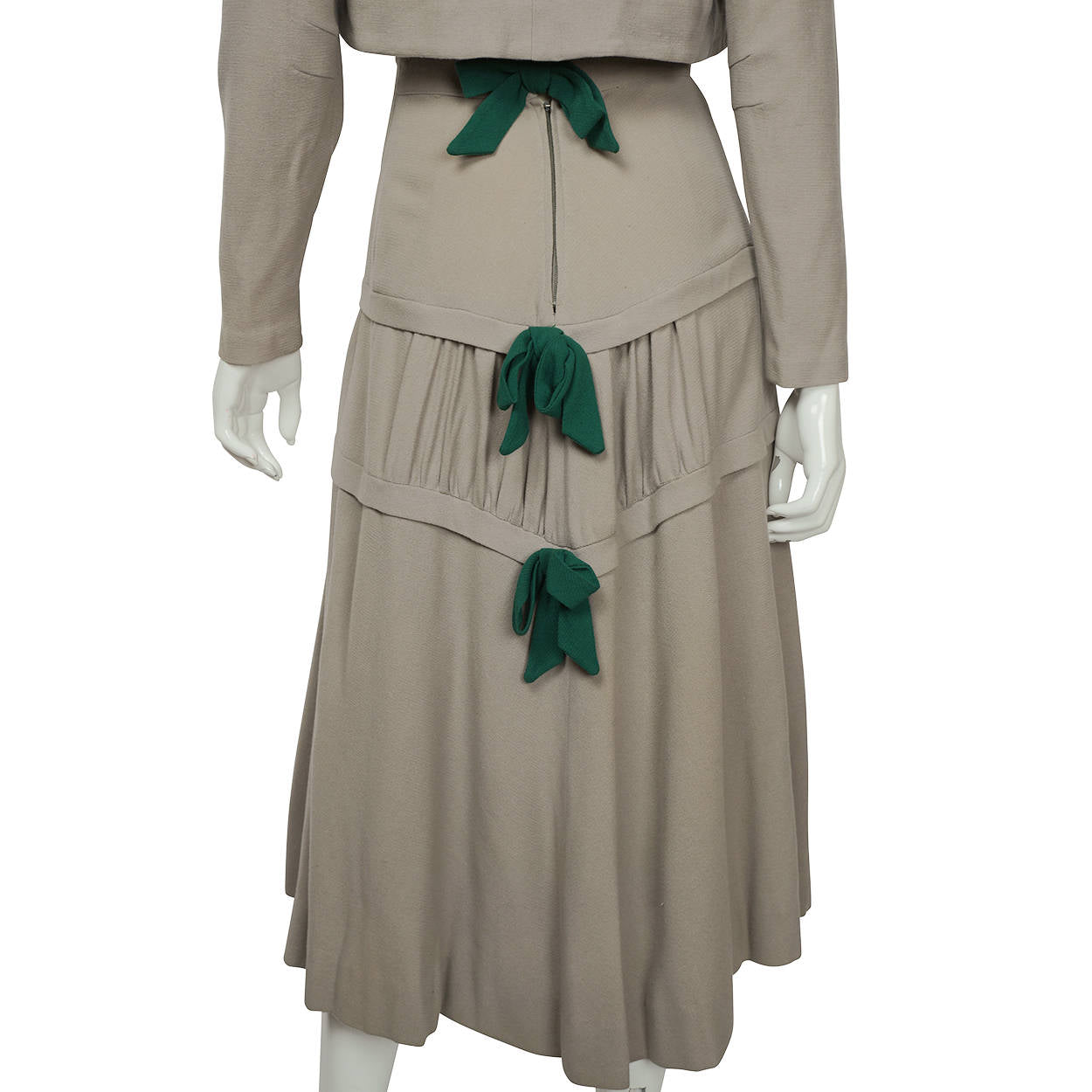 Vintage 1930s 40s Bolero Jacket Skirt & Hat Ensemble Grey Wool Crepe Size M - Poppy's Vintage Clothing