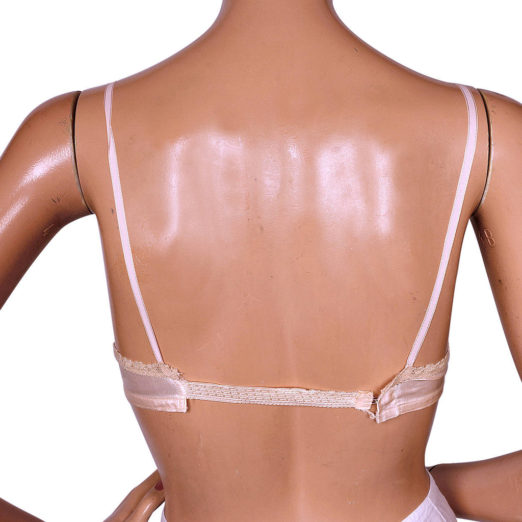 Vintage 1930s Lace and Pink Satin Bra Size Small Brassiere - Poppy's Vintage Clothing
