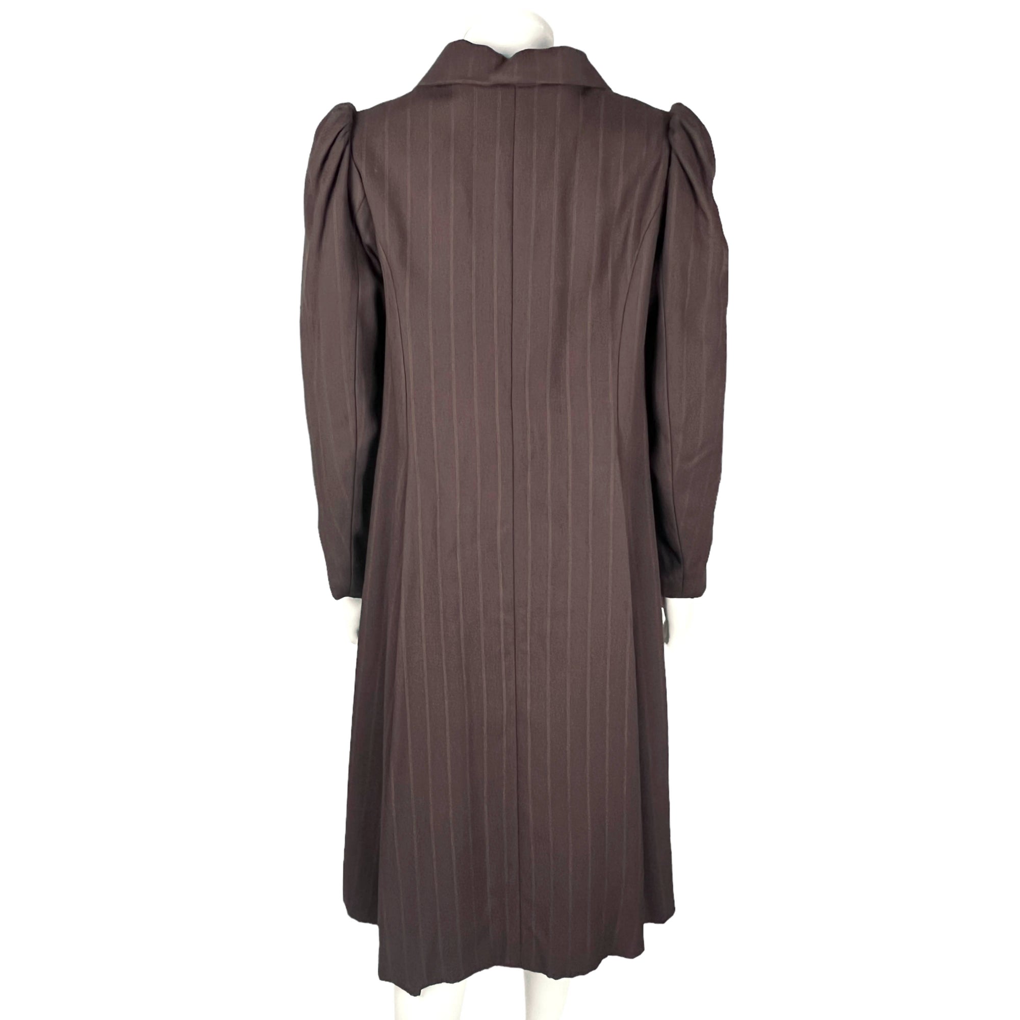 Vintage 1930s Ladies Wool Coat Brown w Tan Pinstripes S M