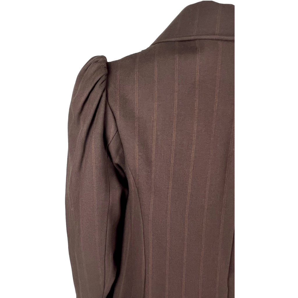 Vintage 1930s Ladies Wool Coat Brown w Tan Pinstripes S M