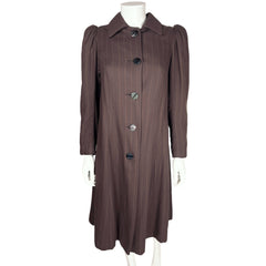 Vintage 1930s Ladies Wool Coat Brown w Tan Pinstripes S M