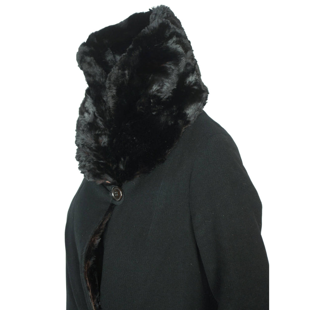 Vintage Early 1930s Winter Coat Black Wool Ladies Size S M - Poppy's Vintage Clothing