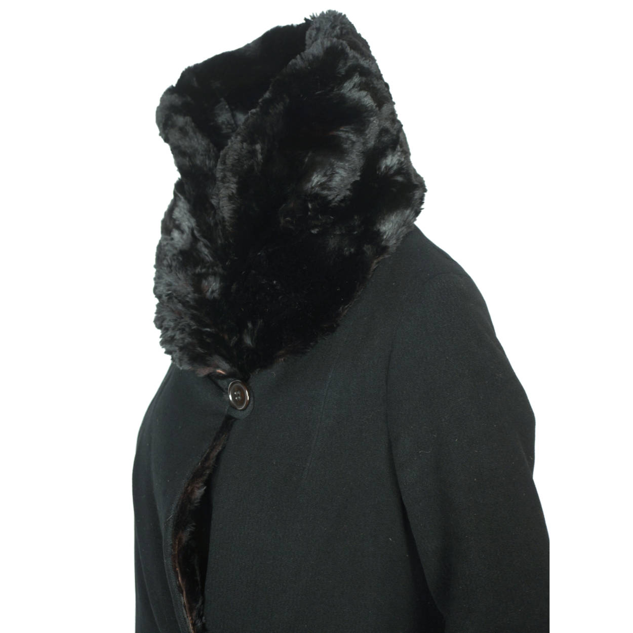 Vintage Early 1930s Winter Coat Black Wool Ladies Size S M - Poppy's Vintage Clothing