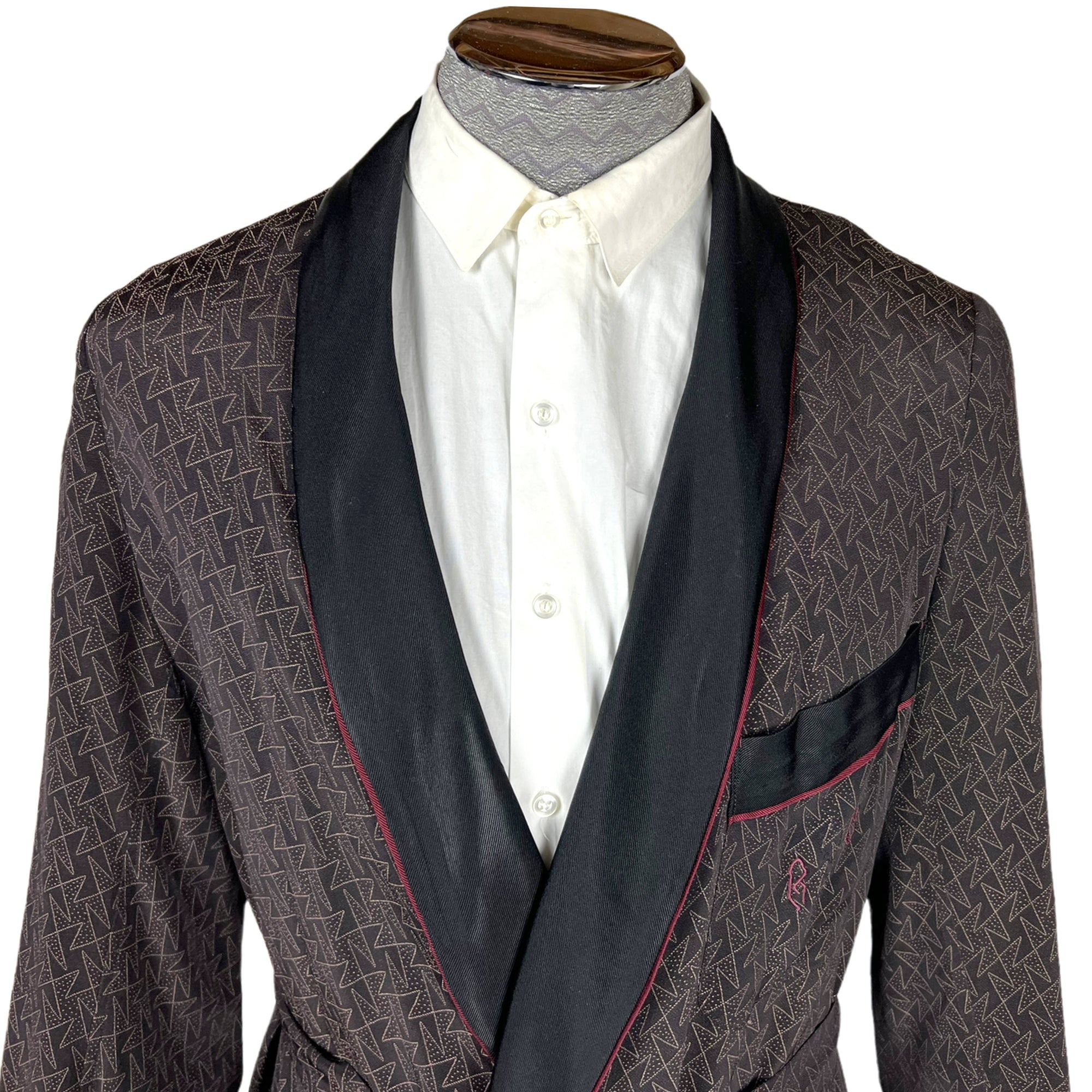 1930s Art Deco Dressing Gown Mens Robe Monogrammed Size M