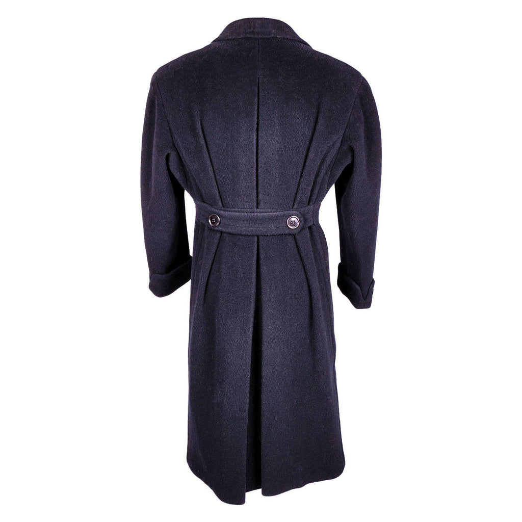 Vintage Early 1940s Mens Wool Overcoat Navy Blue Coat Jos Fuoco Montreal Size M - Poppy's Vintage Clothing