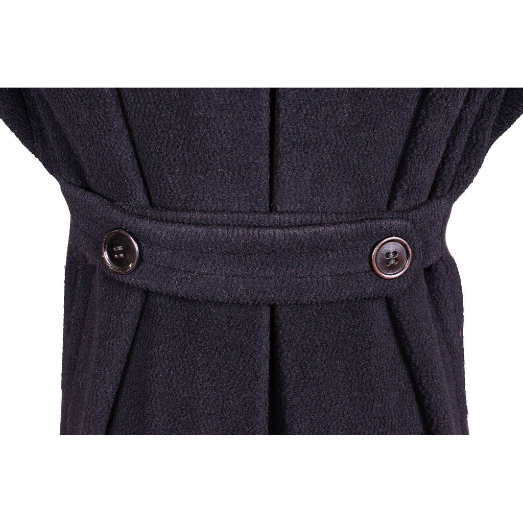 Vintage Early 1940s Mens Wool Overcoat Navy Blue Coat Jos Fuoco Montreal Size M - Poppy's Vintage Clothing