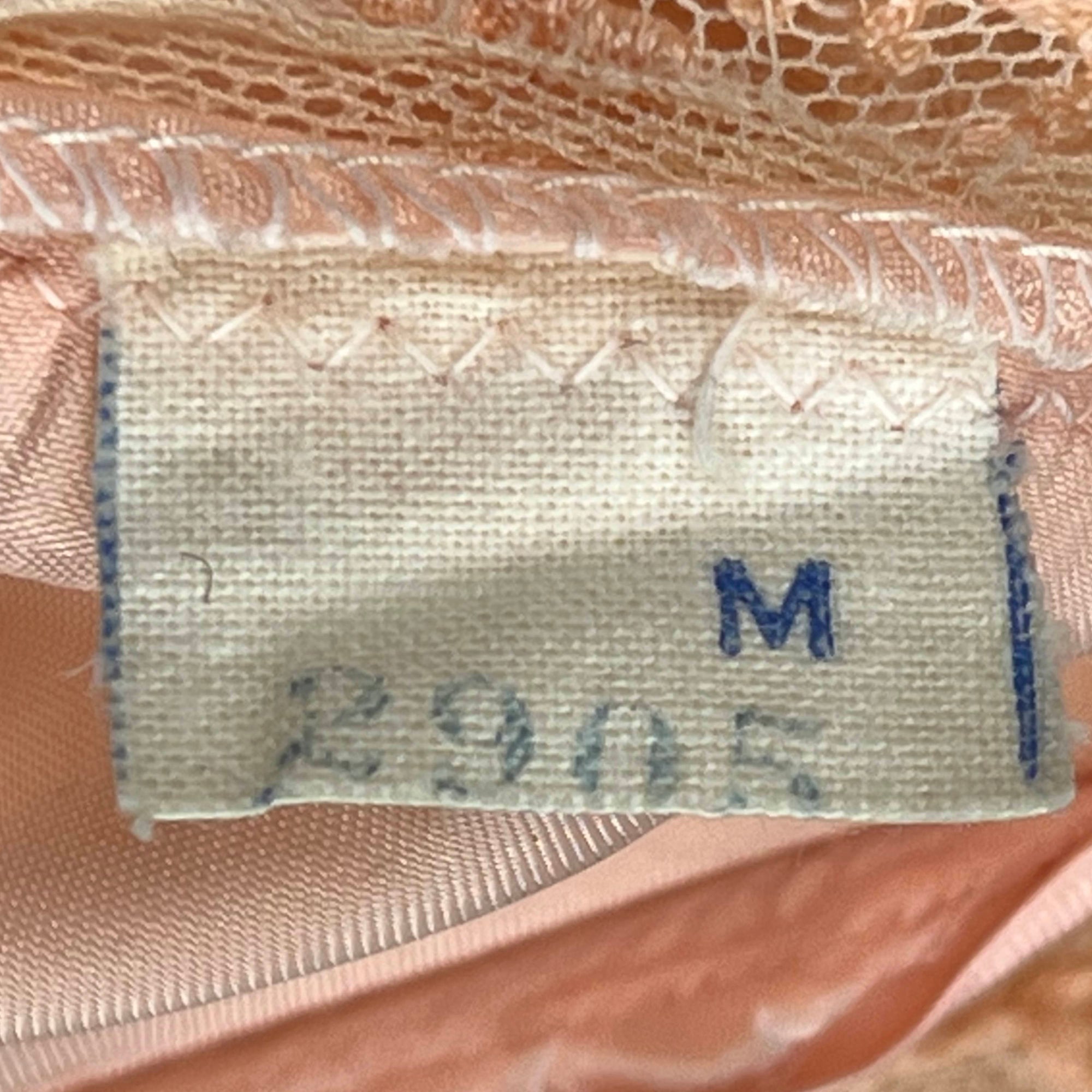 Vintage 1930s Nightie Pink Satin w Lace Trim Nightgown Sz M