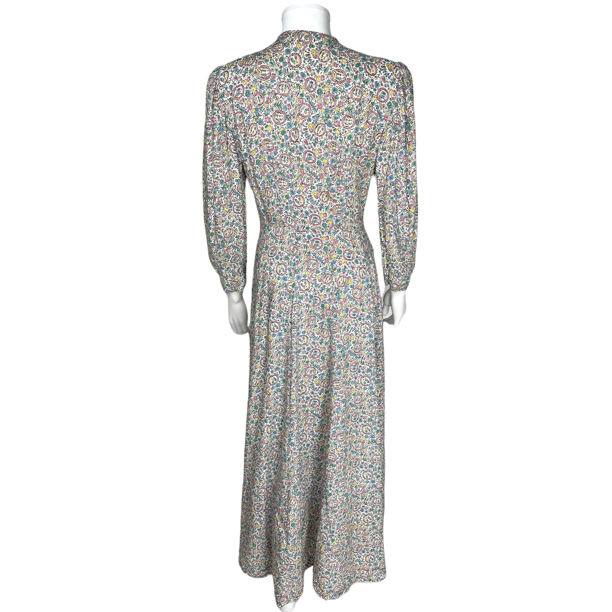 Vintage 1930s Ladies Dressing Gown Printed Cotton Robe Sz M