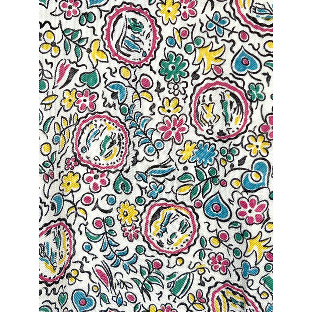 Vintage 1930s Ladies Dressing Gown Printed Cotton Robe Sz M