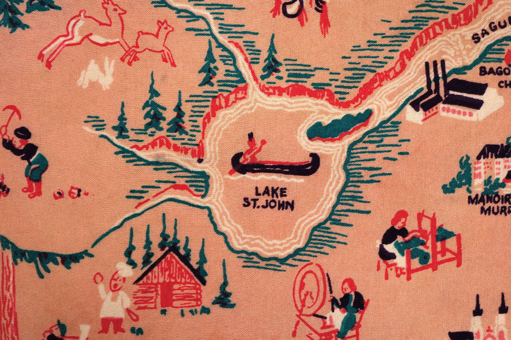 Vintage 1930s Quebec Province Souvenir Scarf Rare Name Anglicisms - Poppy's Vintage Clothing