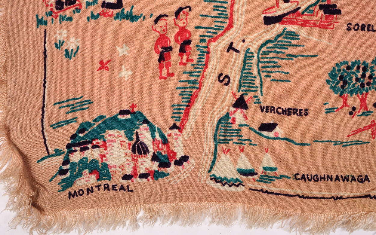 Vintage 1930s Quebec Province Souvenir Scarf Rare Name Anglicisms - Poppy's Vintage Clothing