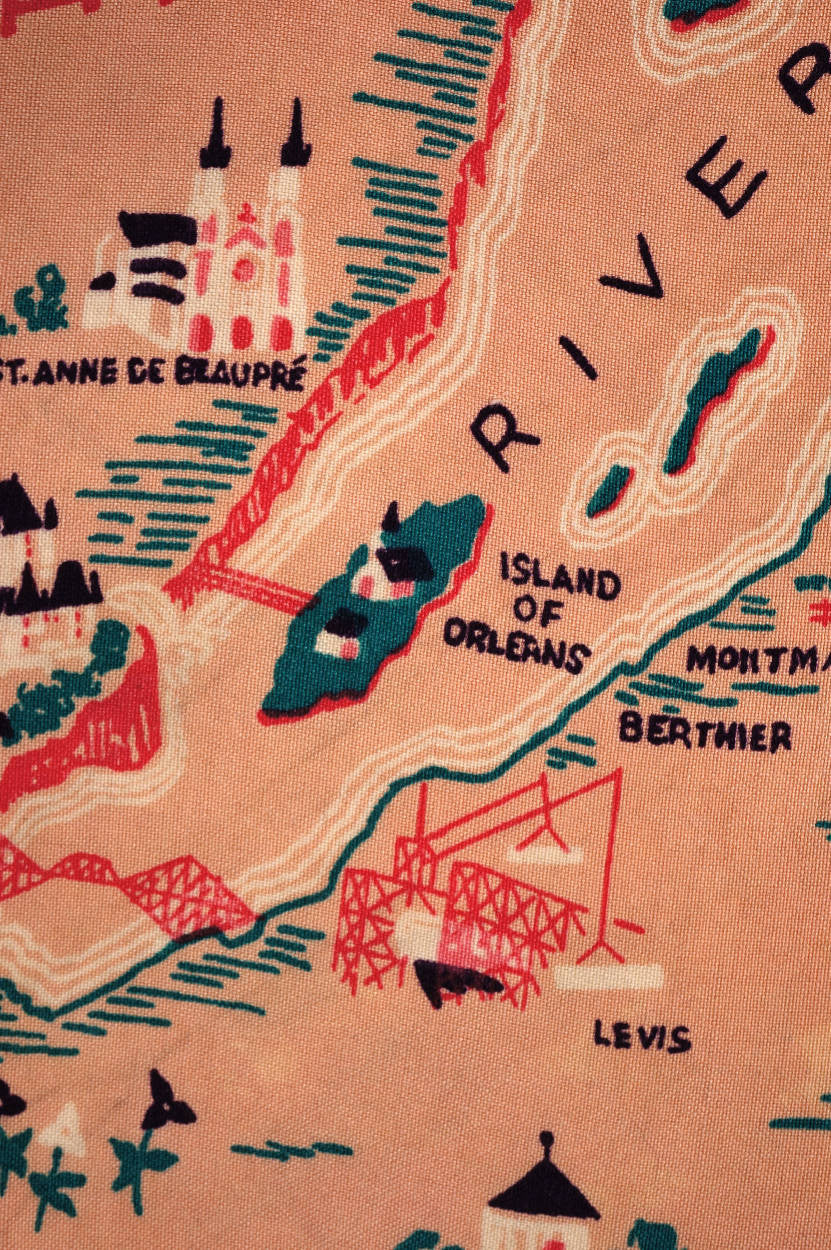 Vintage 1930s Quebec Province Souvenir Scarf Rare Name Anglicisms - Poppy's Vintage Clothing