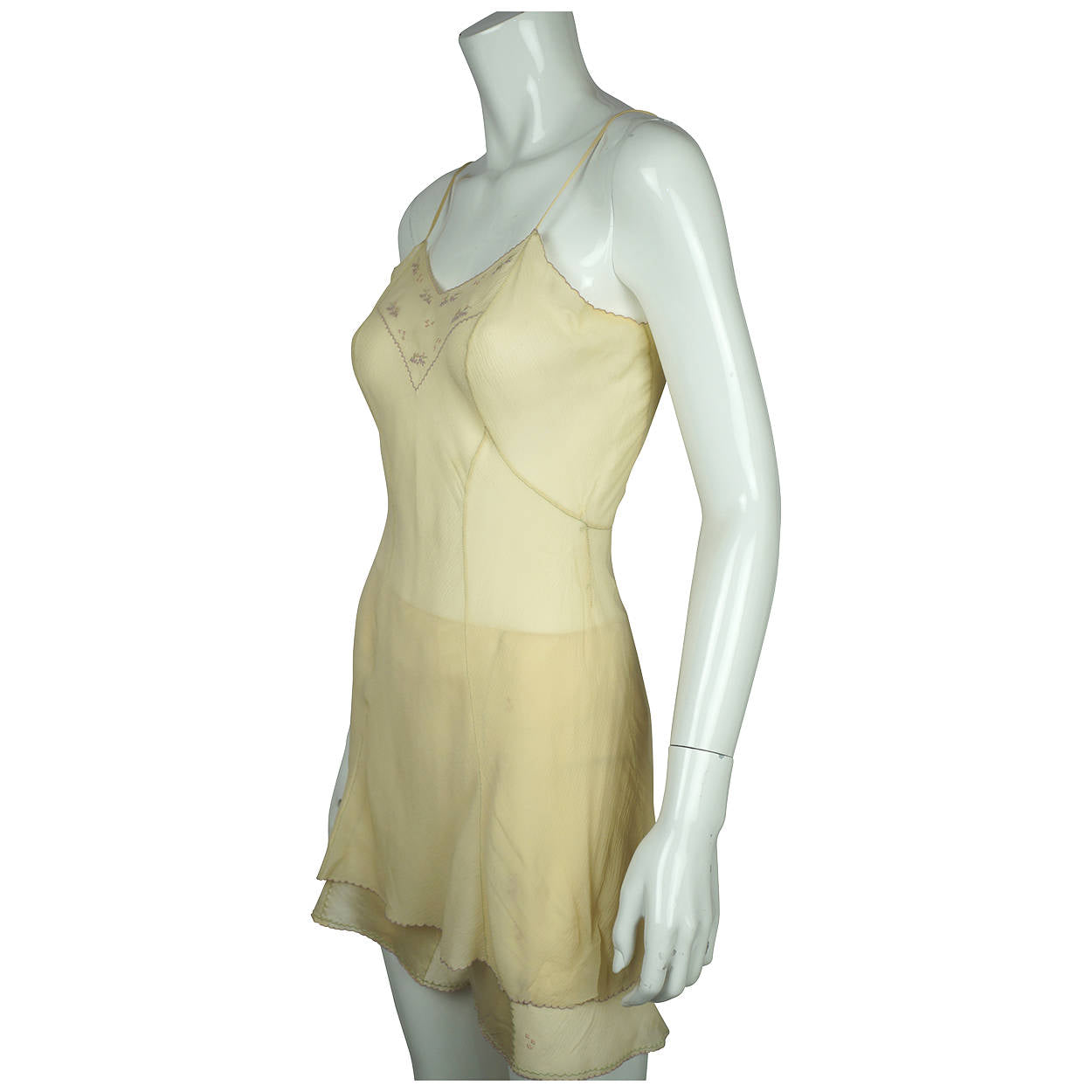 Vintage 1930s Chemise &amp; Step In Panties Set Embroidered Silk Georgette - Poppy's Vintage Clothing
