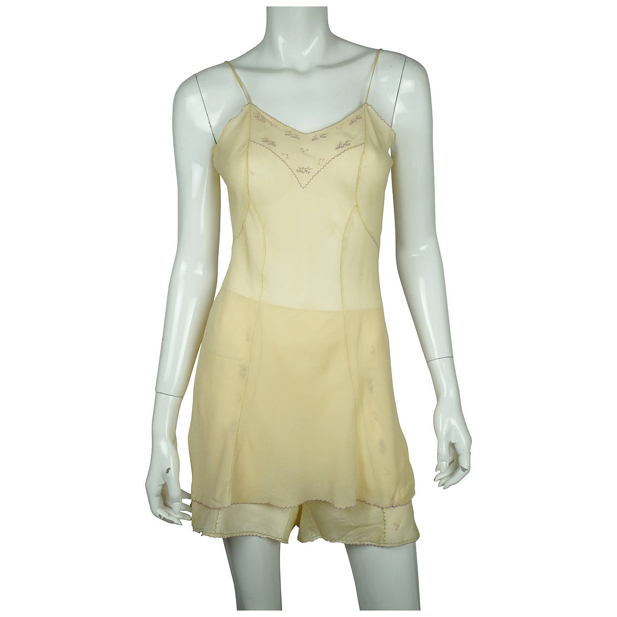 Vintage 1930s Chemise &amp; Step In Panties Set Embroidered Silk Georgette - Poppy's Vintage Clothing