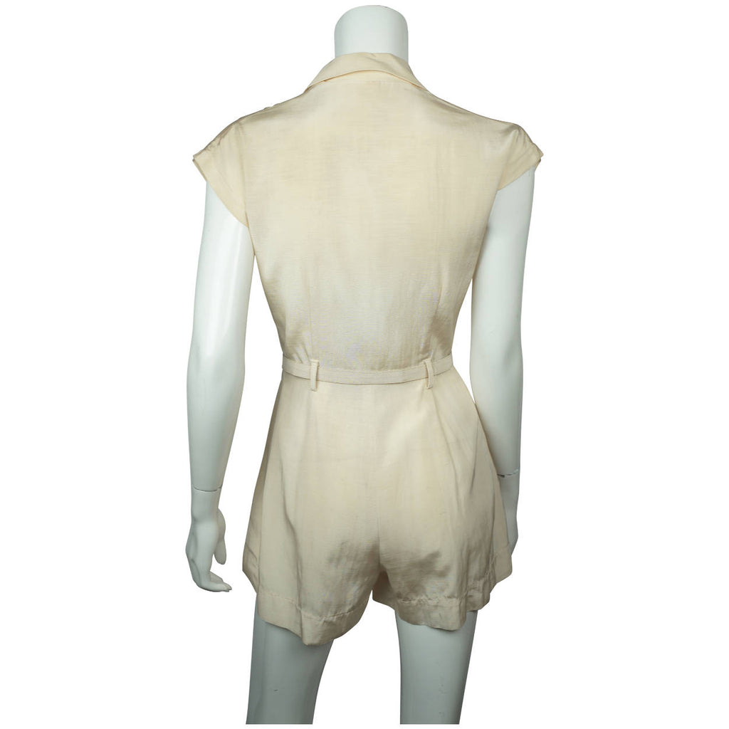 Vintage 1930s 40s Tennis Uniform Dress Playsuit One Piece Skort Size M - Poppy's Vintage Clothing