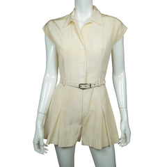 Vintage 1930s 40s Tennis Uniform Dress Playsuit One Piece Skort Size M - Poppy's Vintage Clothing