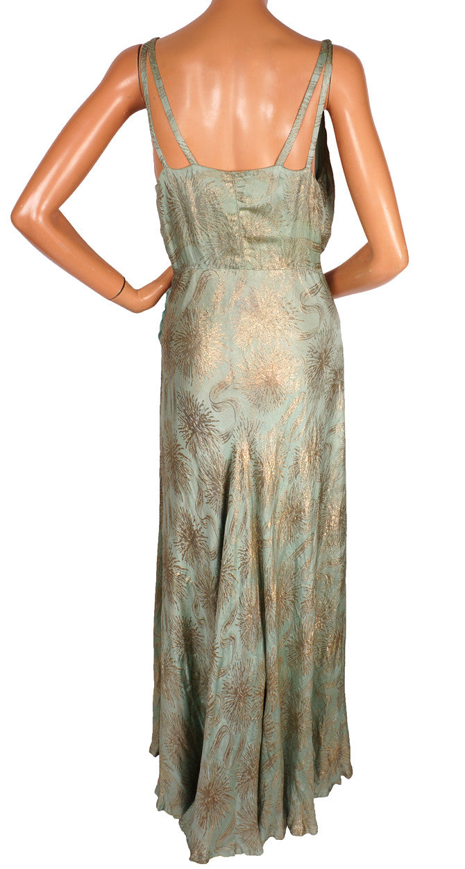 Vintage Evening Gown Bias Cut Gold Lamé 1930s Marie José Gowns Montreal - Poppy's Vintage Clothing