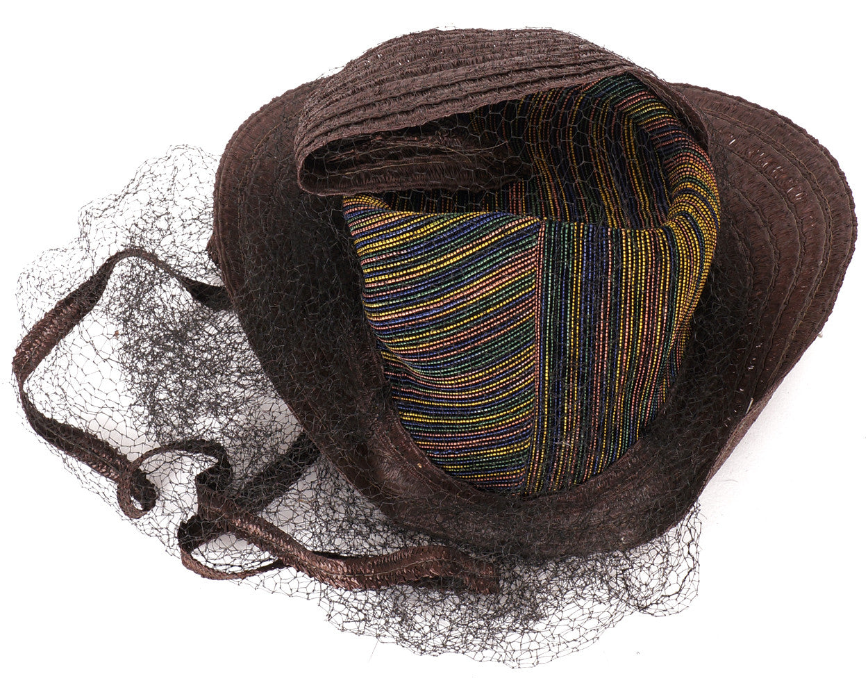 Vintage 1930s Brown Straw Tilt Hat S M L - Poppy's Vintage Clothing