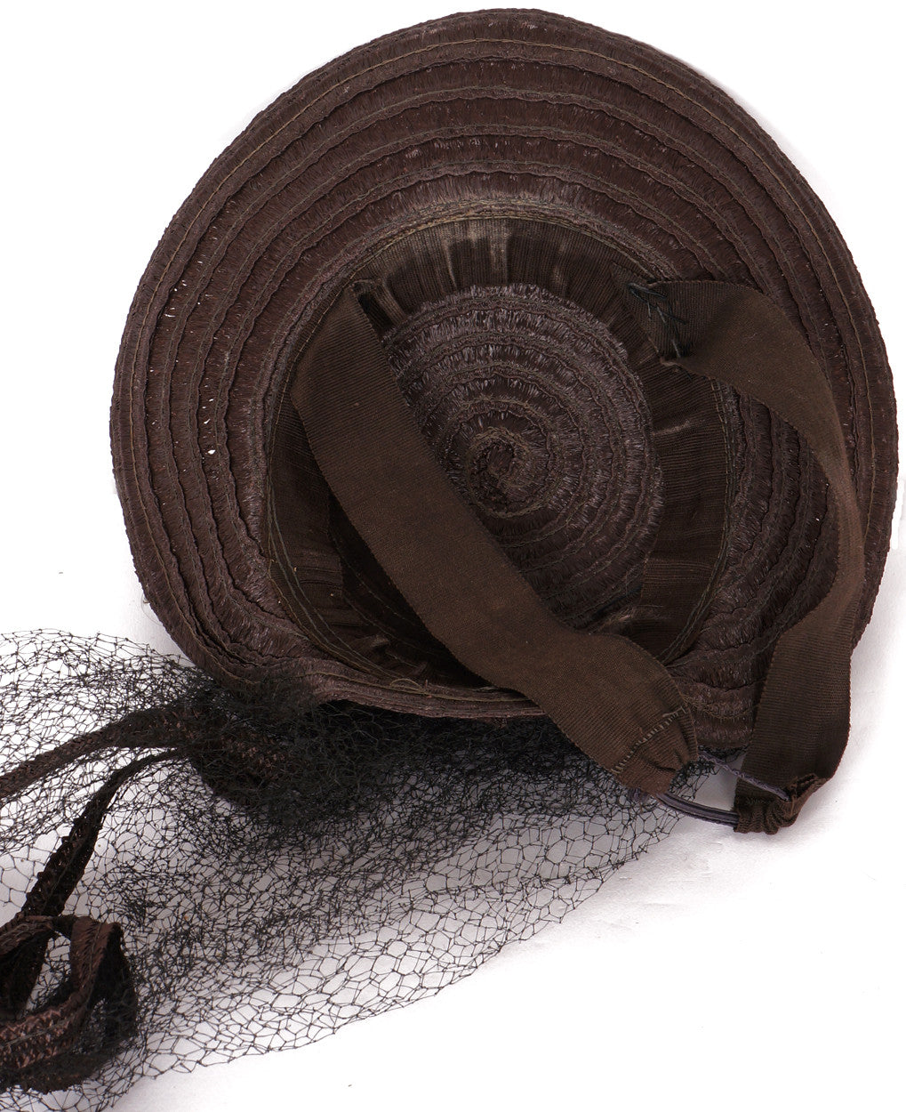 Vintage 1930s Brown Straw Tilt Hat S M L - Poppy's Vintage Clothing