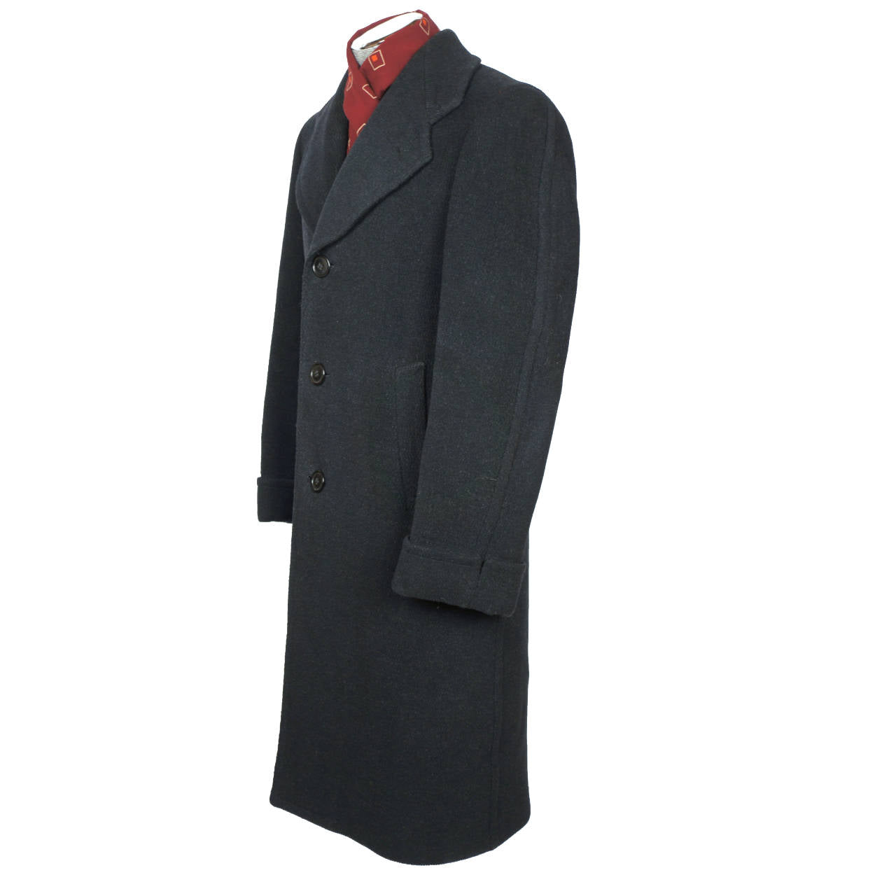 Vintage 1940 Mens Wool Overcoat Black Coat by Supercraft Montreal