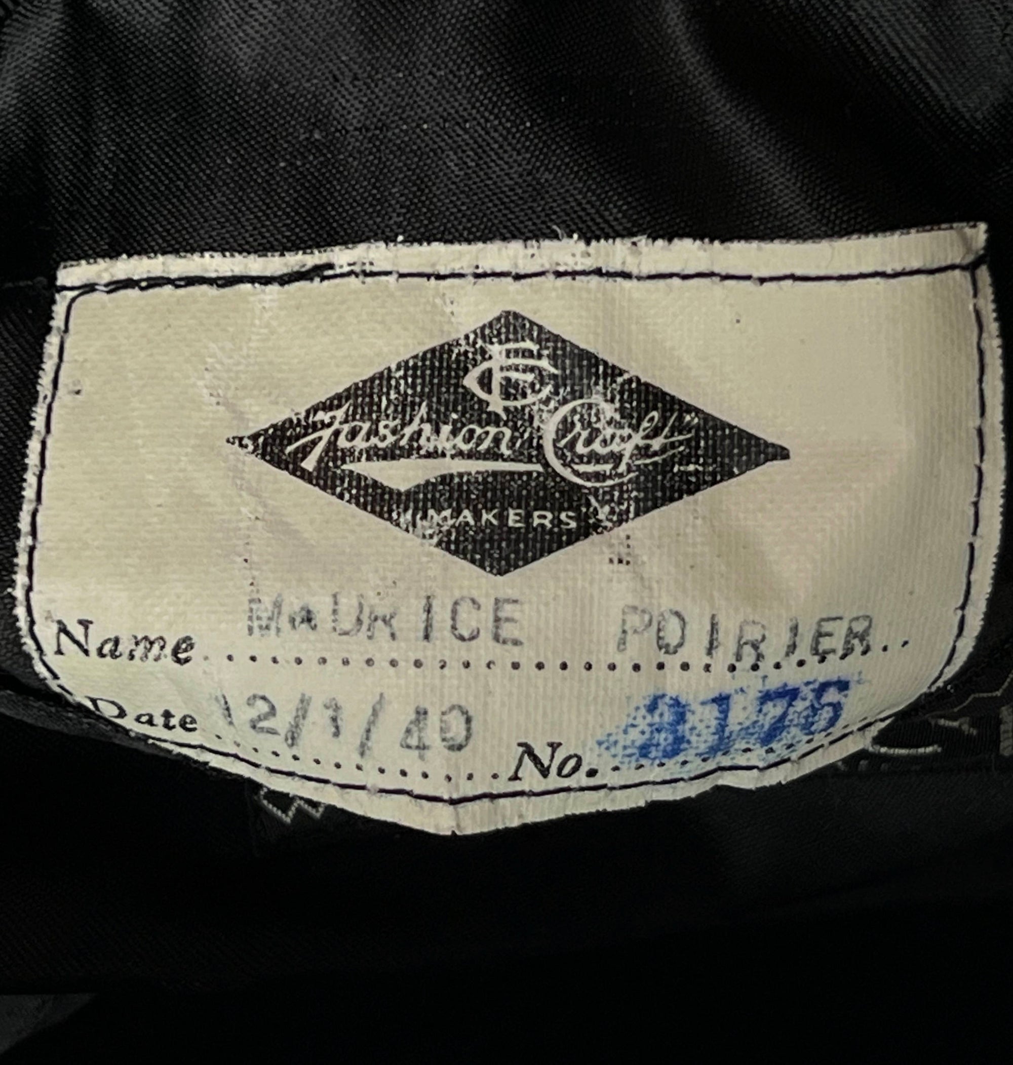 Vintage 1940s Tuxedo Fashion Craft Montreal Dated 1940 Sz 42