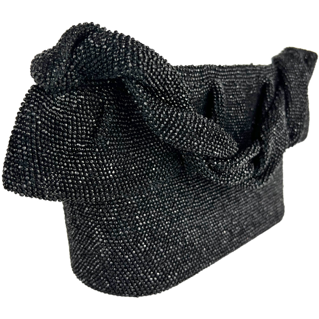 Vintage 1940s Evening Bag Black Beaded Handbag Purse