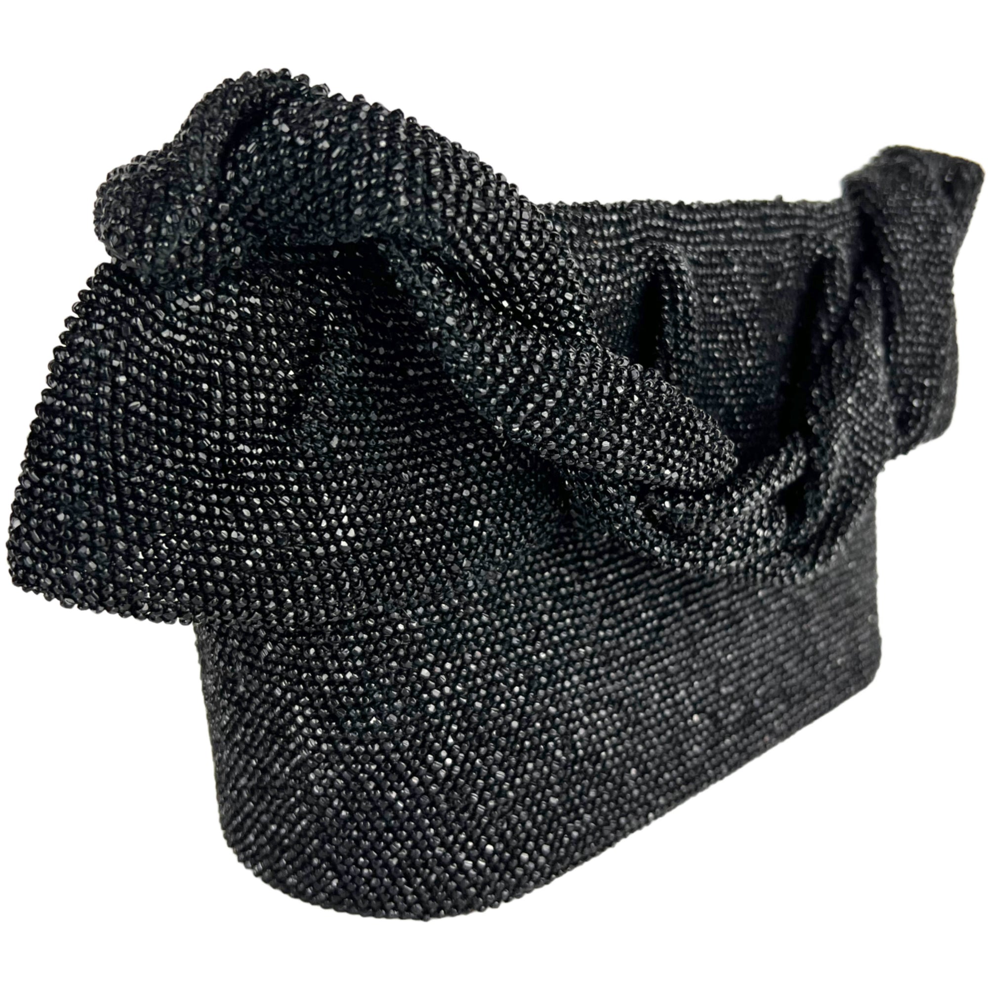 Vintage 1940s Evening Bag Black Beaded Handbag Purse