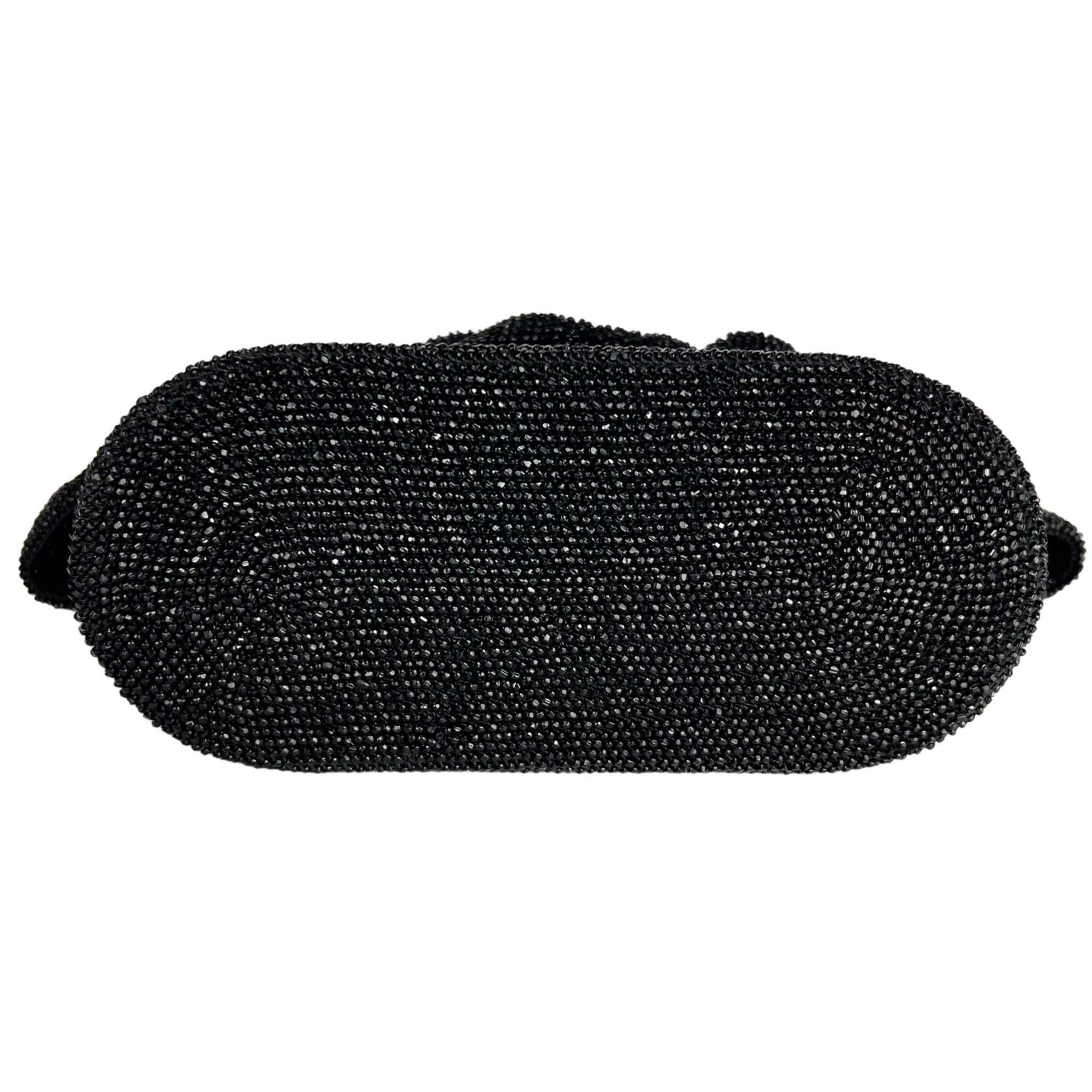 Vintage 1940s Evening Bag Black Beaded Handbag Purse