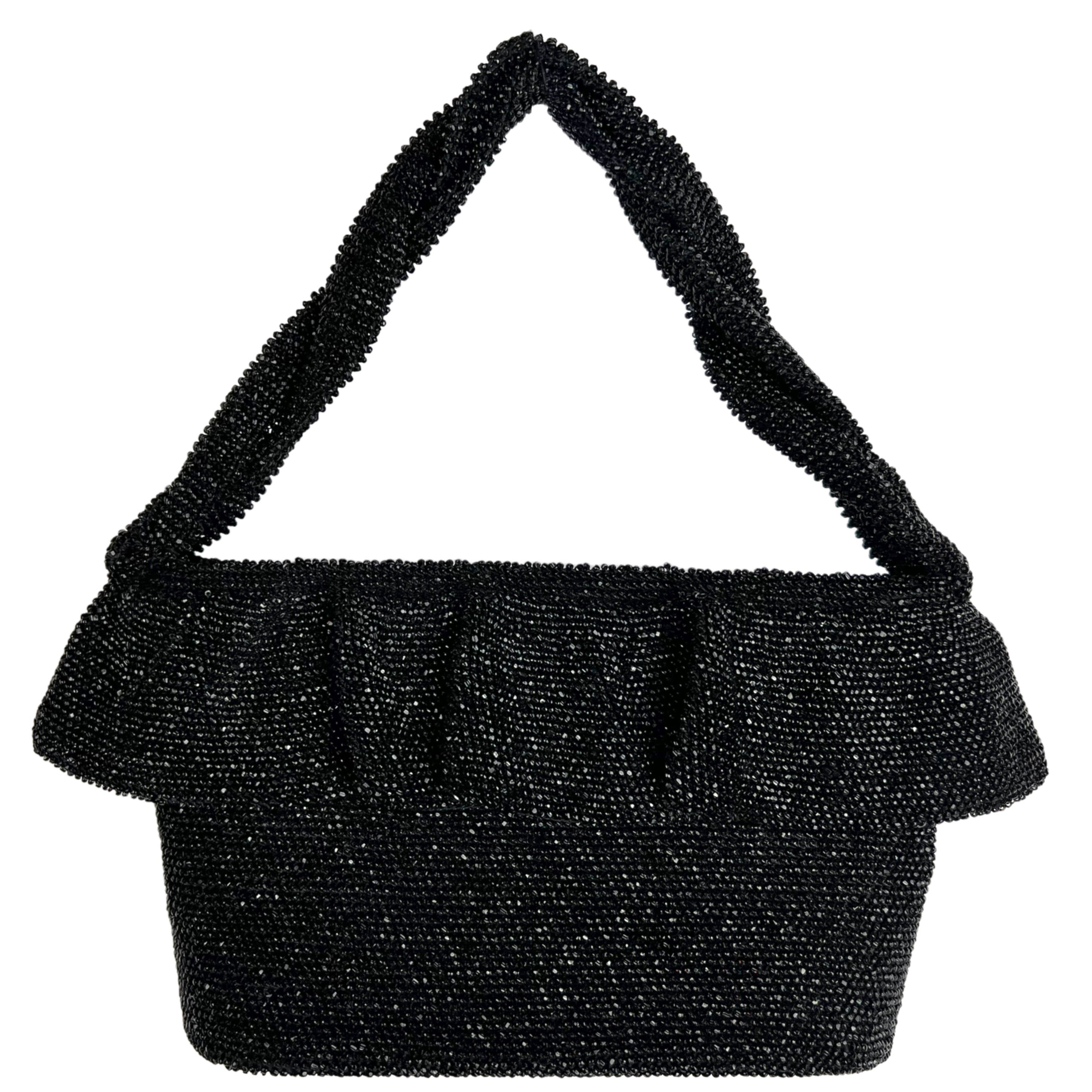 Black Evening Bag with Greek Key Details – Vintage Couture