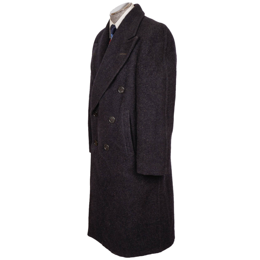 Vintage 1940s Mens Wool Coat Overcoat Midnight Blue Size M / L 1944 WWII - Poppy's Vintage Clothing