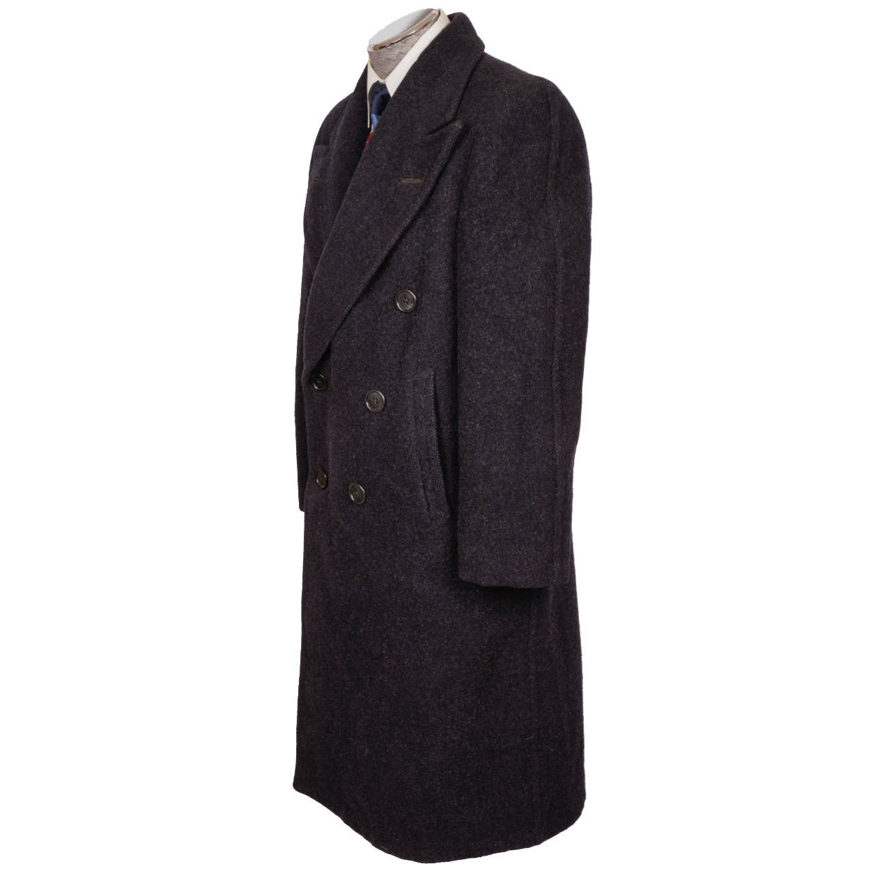 Vintage 1940s Mens Wool Coat Overcoat Midnight Blue Size M / L 1944 WWII - Poppy's Vintage Clothing