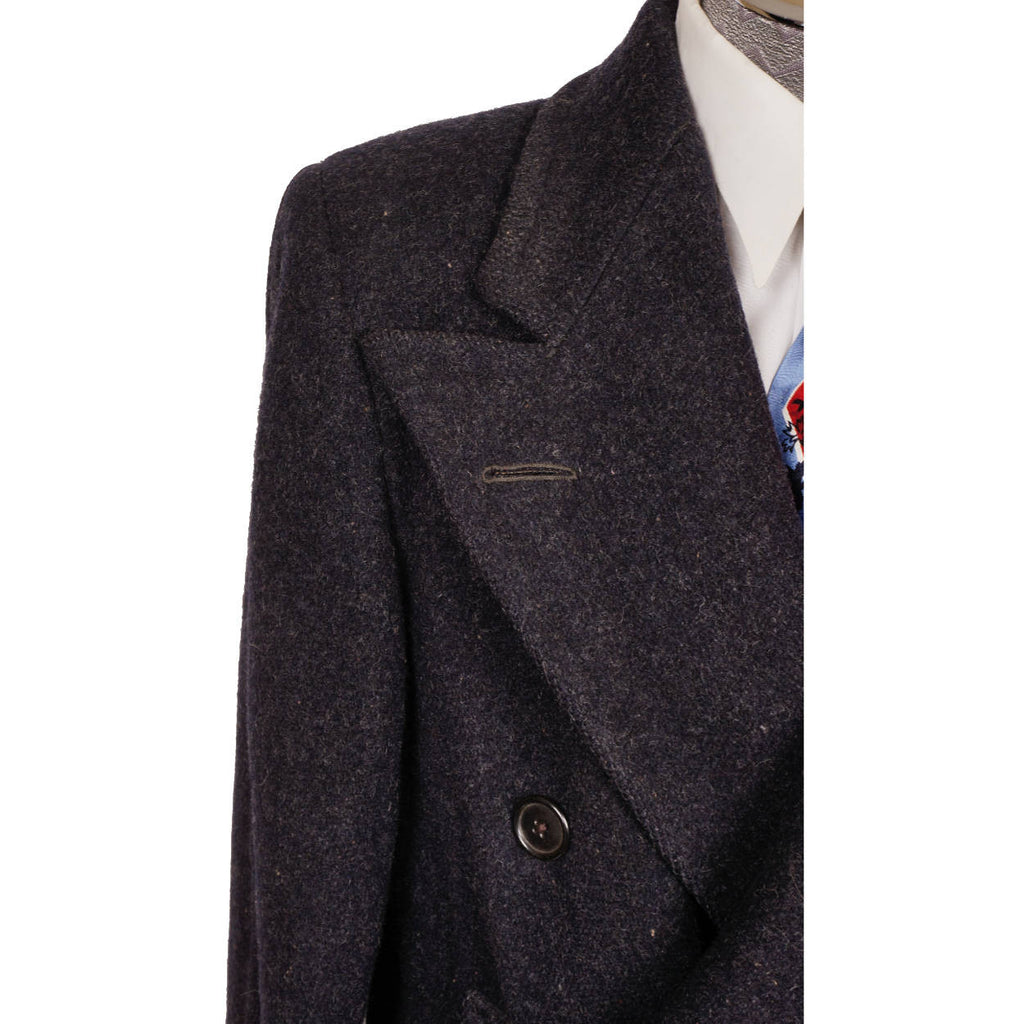 Vintage 1940s Mens Wool Coat Overcoat Midnight Blue Size M / L 1944 WWII - Poppy's Vintage Clothing